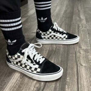 Vans Black and White Checkered Sneakers_8.5
